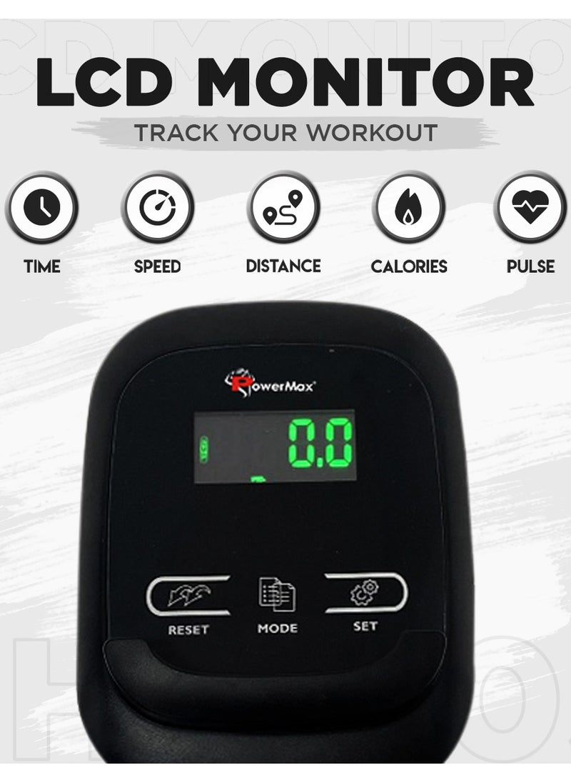 PowerMax Fitness Fitness Eh-260S Elliptical Cross Trainer For Home Gym Workout Machine[Adjustable Seat, Lcd Display, Hand Pulse Sensor, Anti Slip Pedal & 8 Level Resistance, Flywheel: 5Kg] For Cardio Training  - Image 4