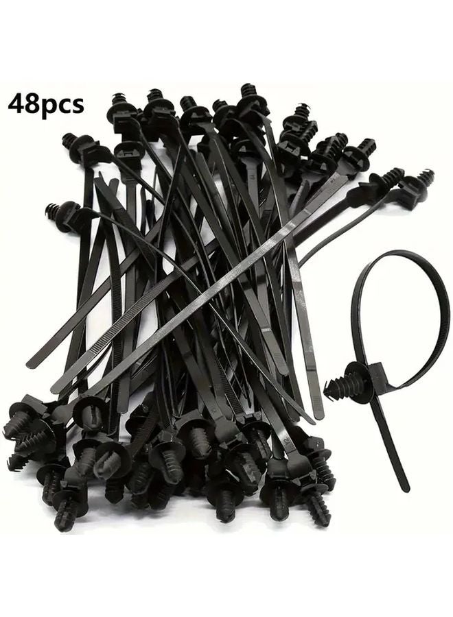 48 قطعة من أربطة الكابلات النايلون السوداء مقاس 8 بوصات ذاتية القفل لإدارة الأسلاك متينة ومقاومة للعوامل الجوية - Image 1