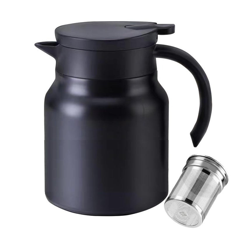 CGHWBEA 34oz Thermal Coffee CarafeTea Pot 316 Stainless Steel Double Wall Vacuum Coffee Carafe  Hot  Cold Retention  BPA Free black