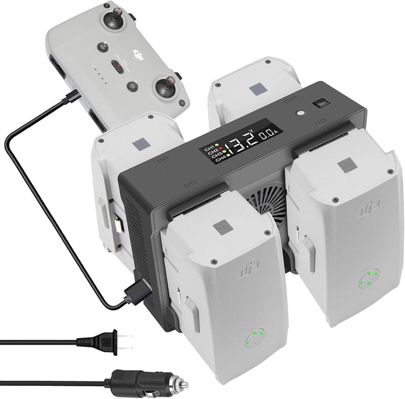 Hanatora Air 2S,Mavic Air 2 Wall & Car Charger Compatible with DJI Air 2S,Mavic Air Battery, 5 in 1 Rapid Multi Parallel Charging Hub Drone Accessories - Image 1