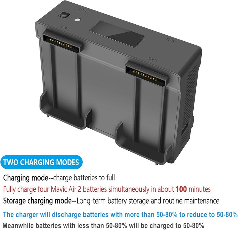 Hanatora Air 2S,Mavic Air 2 Wall & Car Charger Compatible with DJI Air 2S,Mavic Air Battery, 5 in 1 Rapid Multi Parallel Charging Hub Drone Accessories - Image 4
