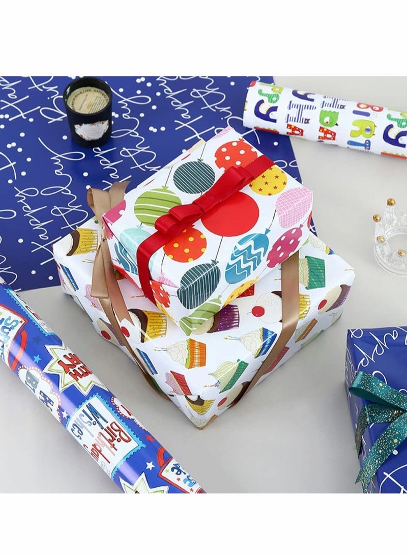 Versatile Blue Gift Wrapping Paper for Birthdays, Showers, Weddings, and All Occasions for Kids and Adults - Image 3