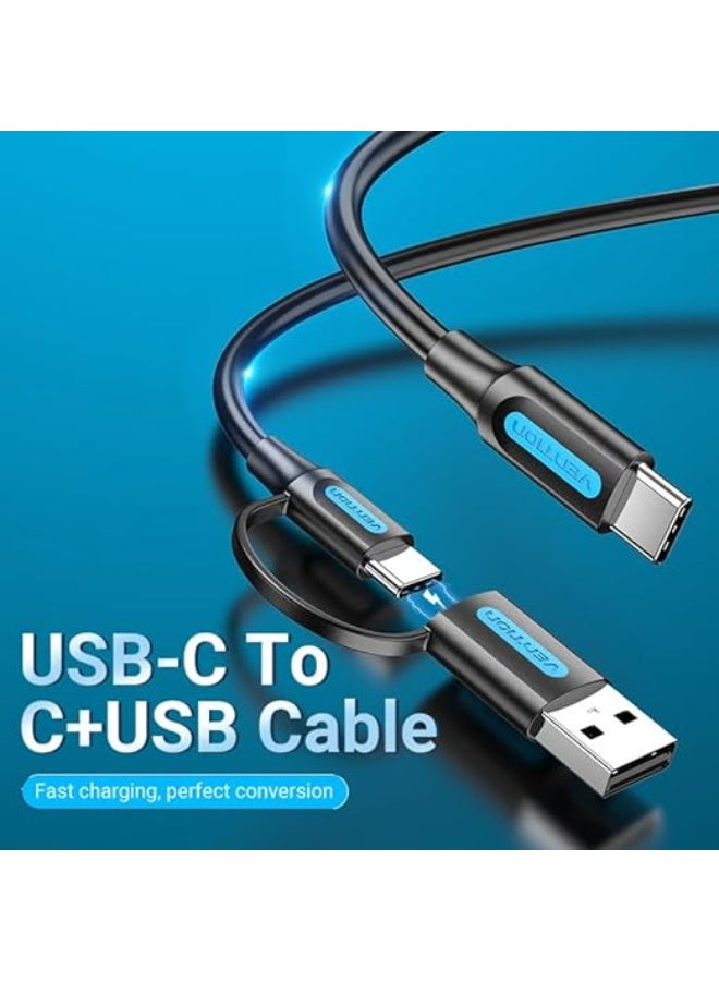 Vention USB 2.0 C&USB-A Male to USB-C Male Cable 0.5M Black PVC Type - Image 2