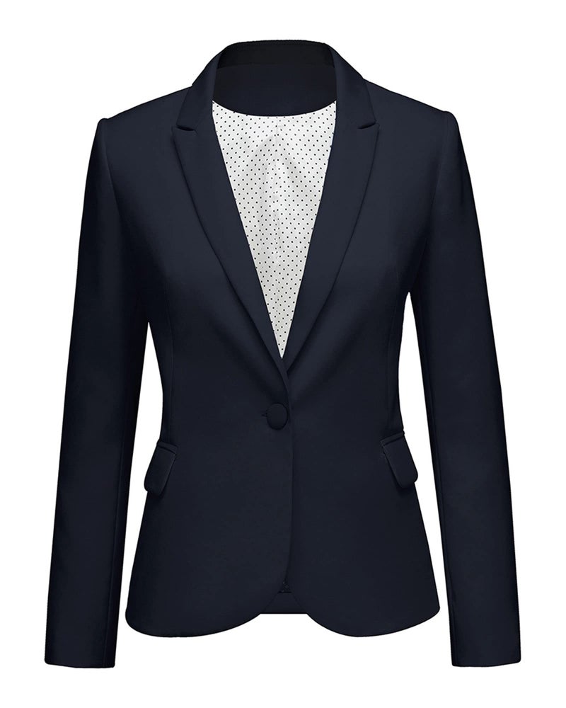 LookbookStore Women Work Blazer Jacket Casual Navy Blue Notched Lapel Plus Size Blazer Jacket Suit Plus Size Womens Blazers for Work Professional Suit Jackets Women XXL 20 22 - Image 1