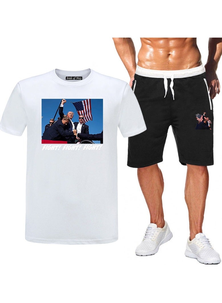 KUYING New Trump Print Short Sleeved Shorts Set - Image 1