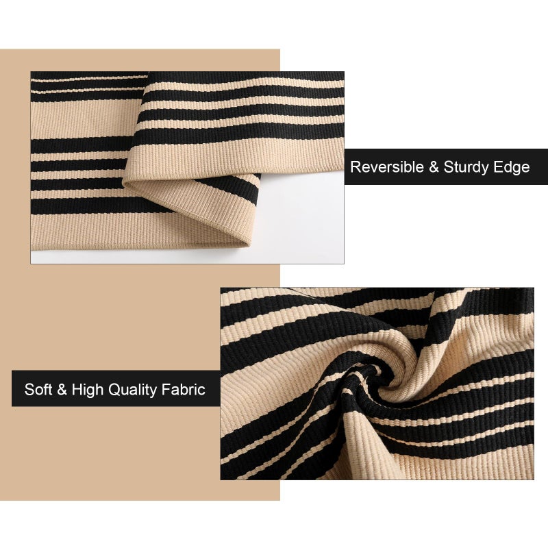Sungea Black and Khaki Striped Rugs 3x5, Outdoor Cotton Hand Woven Front Door Mat,Washable Reversible Layered Door Mats, Foldable Front Porch Rug for Entryway/Home Entrance/Farmhouse - Image 4