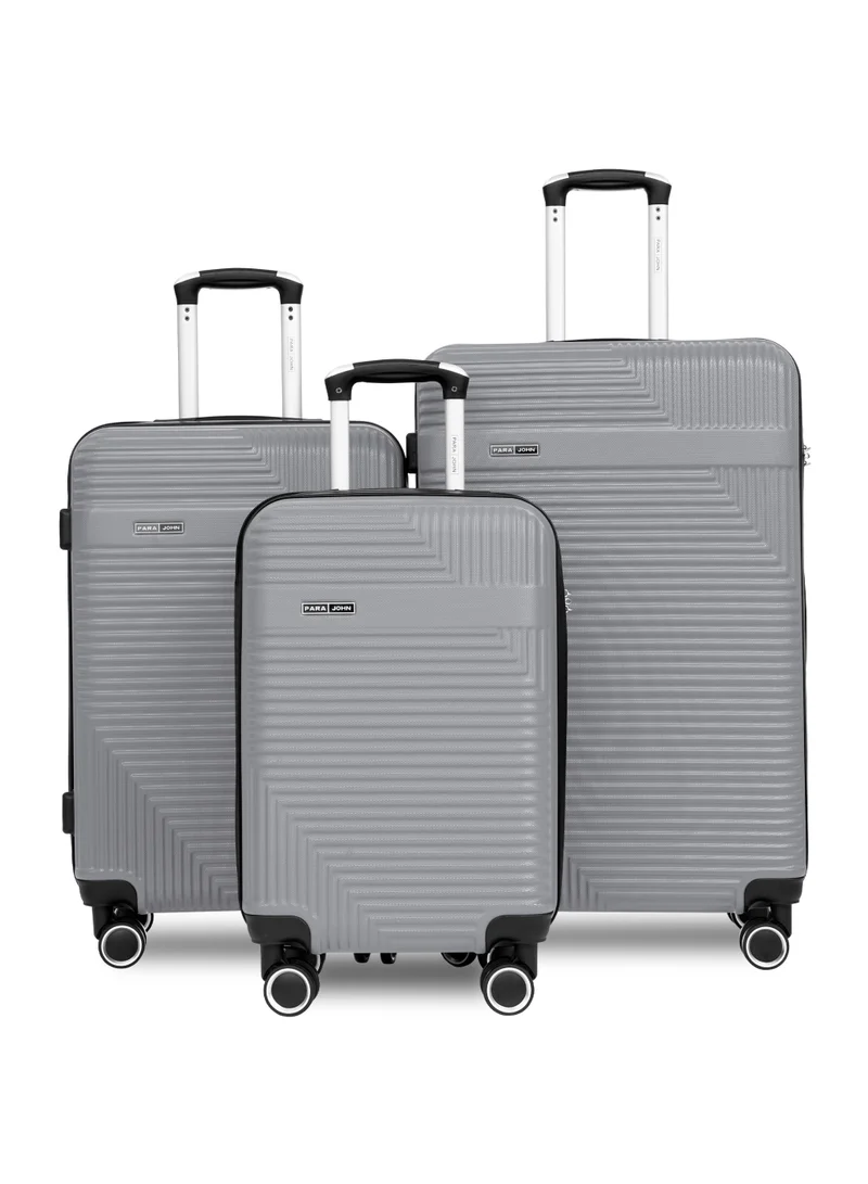 ABS Material 3-Piece Hardsided Luggage Set | 4-Wheel Spinner Trolley | Small (10kg), Medium (20kg), Large (30kg)Silver