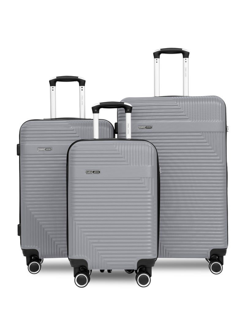 PARAJOHN ABS Material 3-Piece Hardsided Luggage Set | 4-Wheel Spinner Trolley | Small (10kg), Medium (20kg), Large (30kg)Silver - Image 1
