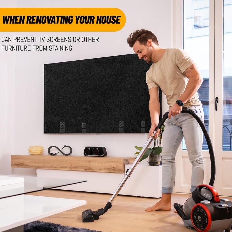 EcoBrisa TV Moving Cover for 60-65in Flat Screen TV Heavy Duty Felt Screen Protector Anti-Scratch with Bottom Strap During House Moving,Storing, Painting or Home Renovation Packing Cushioning Supplies - Image 4