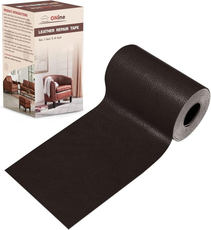 ONine Leather Repair PatchLeather Repair Tape 3 x 60 inches Leather Repair Patch for FurnitureVinyl Repair kitLeather Couch Patchfor SofasFurniturecar SeatsChairsBlack Brown