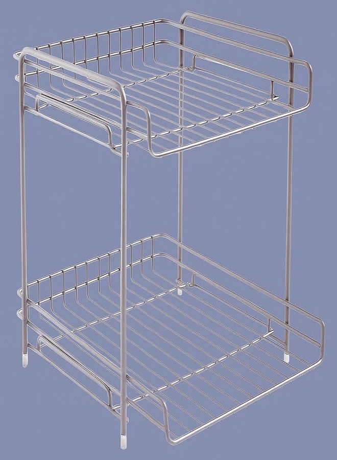 GLOCY 2-Tier Stainless Steel Desk Organizer, File Document Holder, Paper Storage Rack, Multipurpose Home and kitchen Organizer(silver) - Image 4