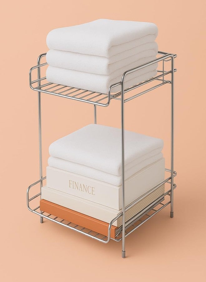 GLOCY 2-Tier Stainless Steel Desk Organizer, File Document Holder, Paper Storage Rack, Multipurpose Home and kitchen Organizer(silver) - Image 3