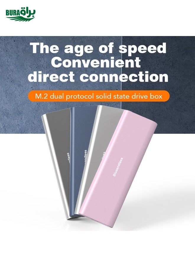 BURAQ Blueendless M2815SN M.2 Dual Protocol Type-C 3.1 Mobile Hard Disk Box Laptop External SSD(Gray)  - Image 2