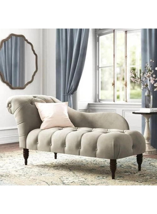 Generic Elegant Velvet Tufted Chaise Lounge  Traditional Deewan for Luxurious Living Spaces (Grey)  - Image 2