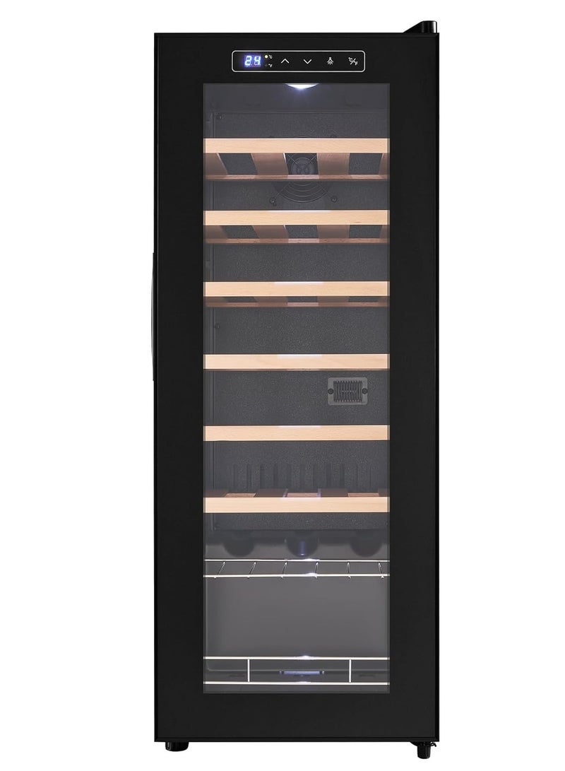 Vparty 23-Bottle Refrigerator with Professional Compressor, Stainless Steel & Tempered Glass,  Freestanding for Home, Kitchen, or Office (66L Capacity) - Image 1