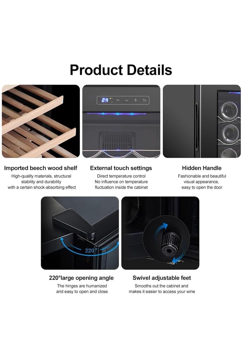 Vparty 23-Bottle Refrigerator with Professional Compressor, Stainless Steel & Tempered Glass,  Freestanding for Home, Kitchen, or Office (66L Capacity) - Image 4