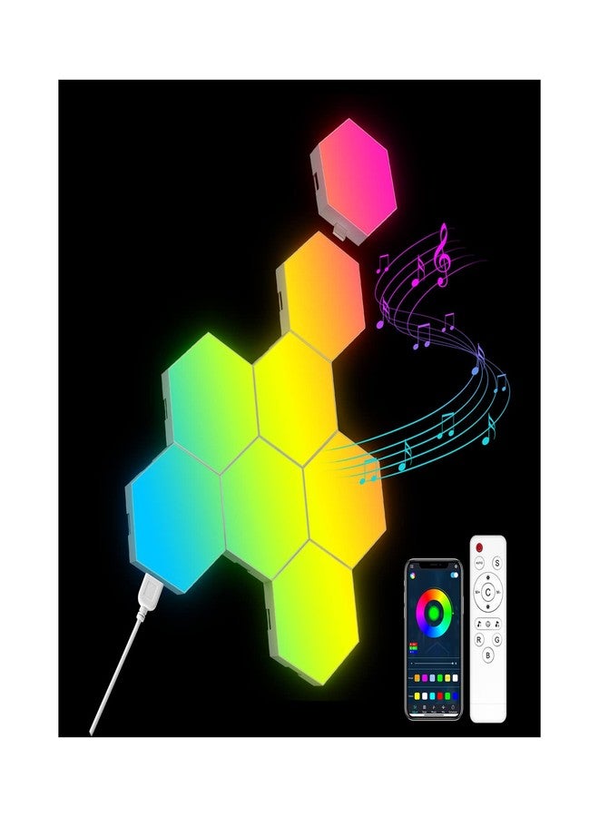OJQ 8 Pack Hexagon Lights Wall RGB Panel - Hexagonal Led Lights Room Decor Wall Lights Gifts for Men/Women Honeycomb Shape Panels Hexagon Gaming Night Lights for Bedroom Children - Image 1