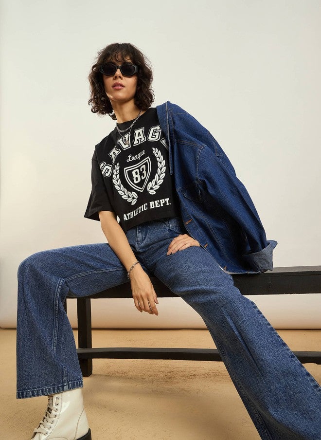 ساسافراس جينز مستقيم نسائي متوسط أزرق بخصر مرتفع - Image 5