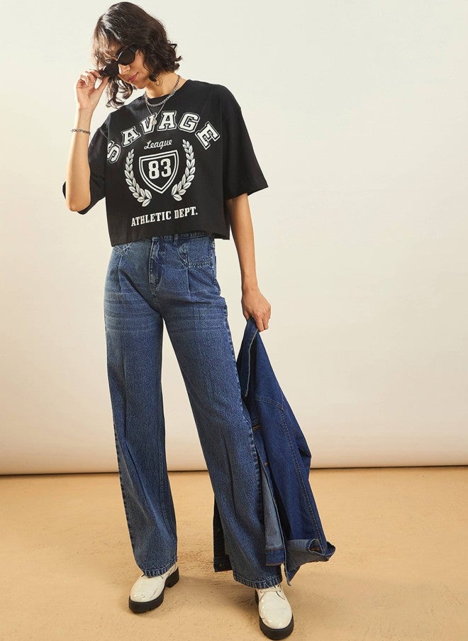 ساسافراس جينز مستقيم نسائي متوسط أزرق بخصر مرتفع - Image 4