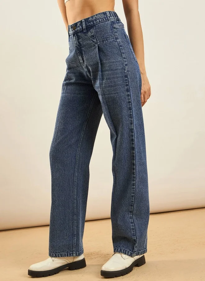 ساسافراس High-Rise Medium Blue Straight Fit Jeans for Women