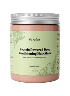 Fix My Curls Protein-Powered Deep Conditioning Hair Mask| Avocado Oil, Amla for Strengthening, Hydrating & Restoring Curls| Enhances Bounce, Adds Shine, & Boosts Elasticity| for all Hair Types 5.29 oz  - Image 1