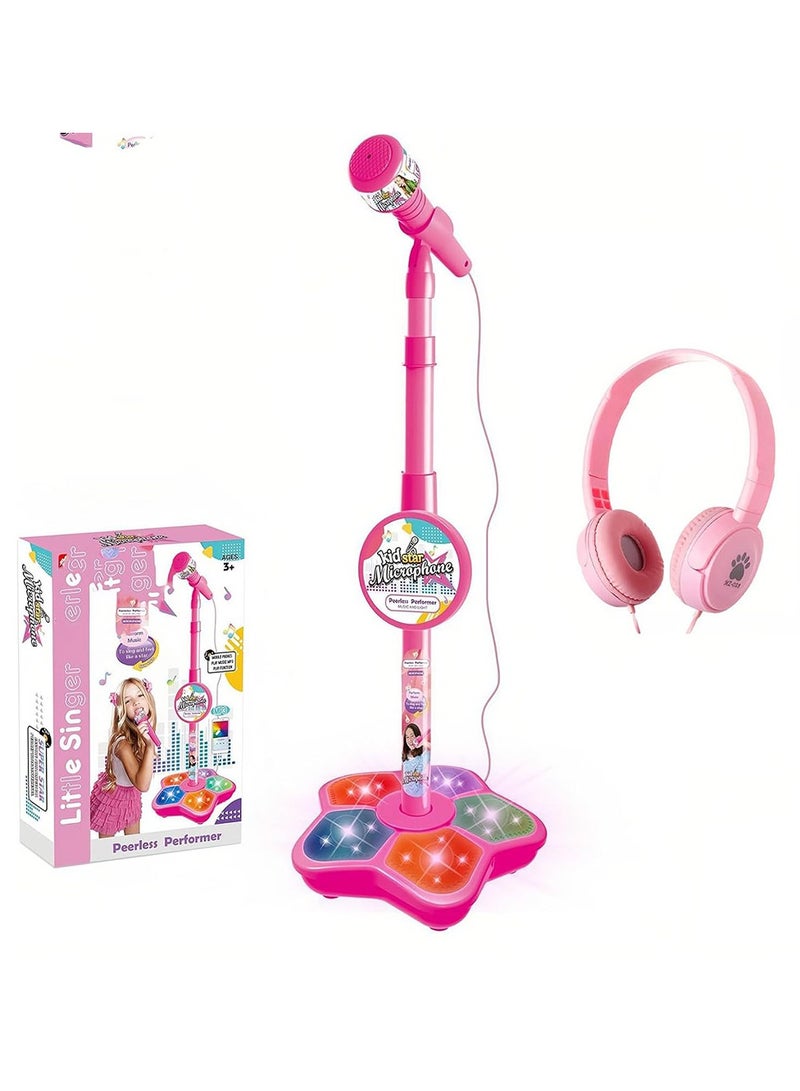Kids Microphone Toy with Stand, Enhanced Connectivity for MP3, Mobile Phone, Karaoke Machine for Kids,Birthday Gift for Girls and Boys | Toy for Kids Ages 4, 5, 6, 7, 8+ Years Old (Pink) - Image 1