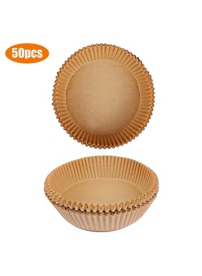 50Pcs Air Fryer Disposable Paper Liner, Premium 16cm/6.3 Inch Non-Stick Air Fryer Liners Baking Paper for Baking and Roasting