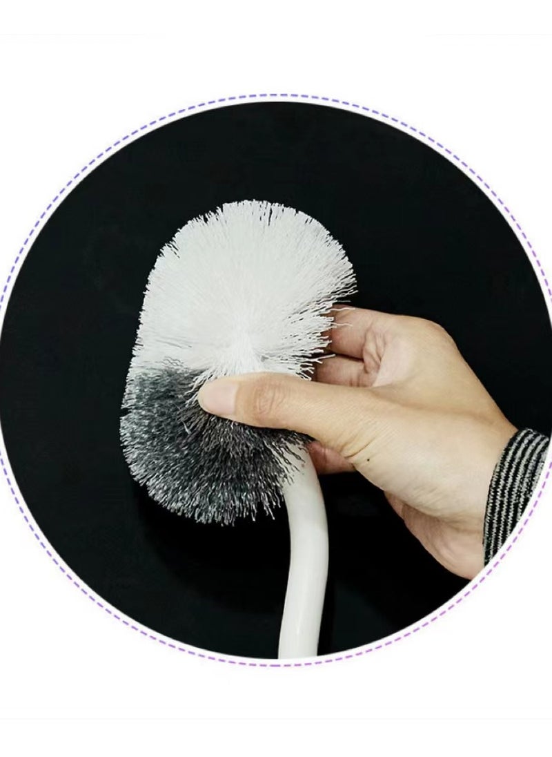 Toilet brush and suit with ventilation frame, 1 S-shaped toilet brush, 1 silicone brush head, and 1 brush for cleaning dead corners (GREY)