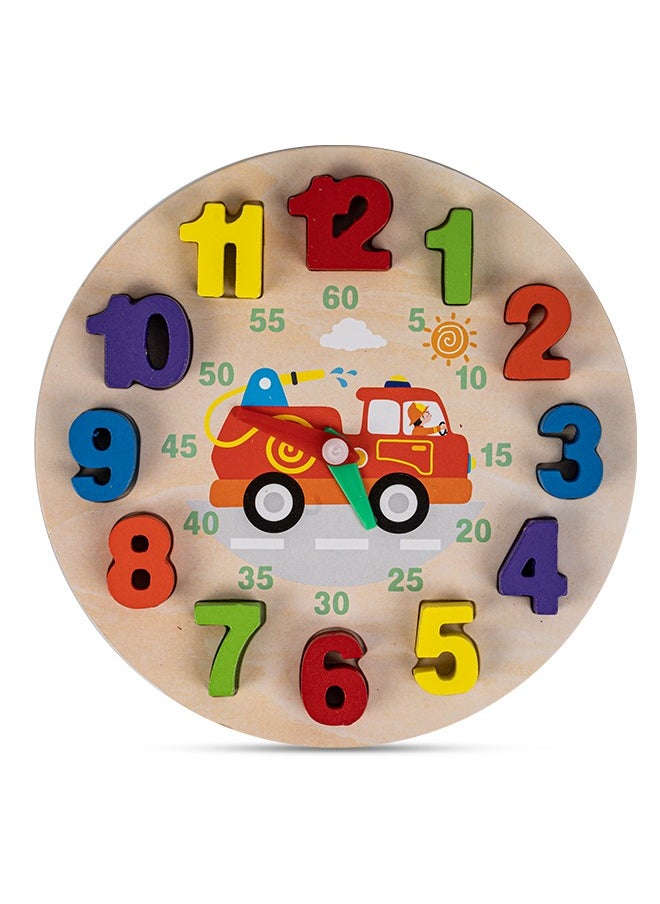 BAYBEE Wooden Teaching Clock Puzzle For Kids Toys, Wooden Clock Toy Digital Numbers Puzzle Block Color Shape Sorting Block, Preschool Learning Educational Baby Toys Block Toys For Kids 3+ Years  - Image 1