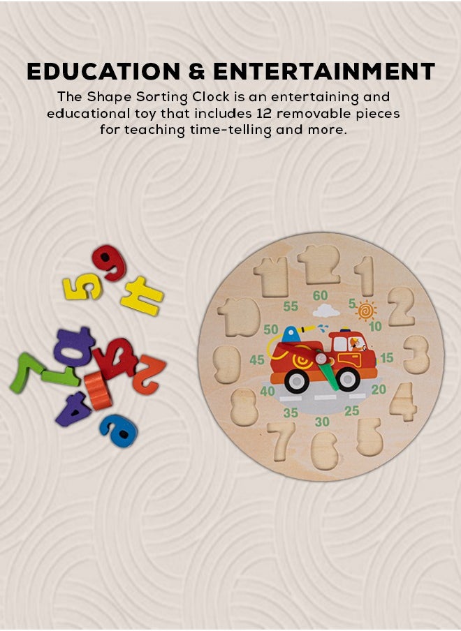 BAYBEE Wooden Teaching Clock Puzzle For Kids Toys, Wooden Clock Toy Digital Numbers Puzzle Block Color Shape Sorting Block, Preschool Learning Educational Baby Toys Block Toys For Kids 3+ Years  - Image 4
