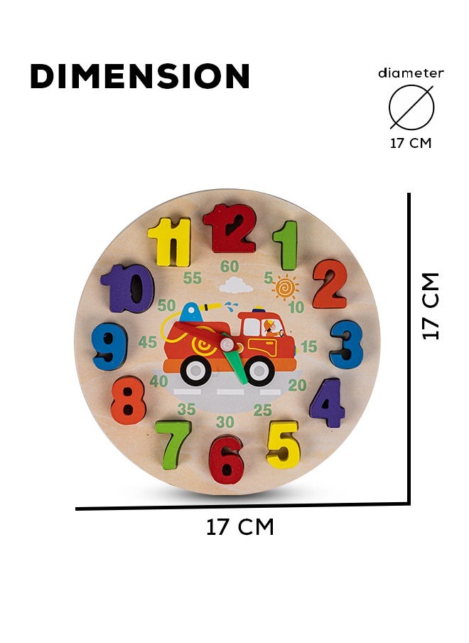 Wooden Teaching Clock Puzzle For Kids Toys, Wooden Clock Toy Digital Numbers Puzzle Block Color Shape Sorting Block, Preschool Learning Educational Baby Toys Block Toys For Kids 3+ Years
