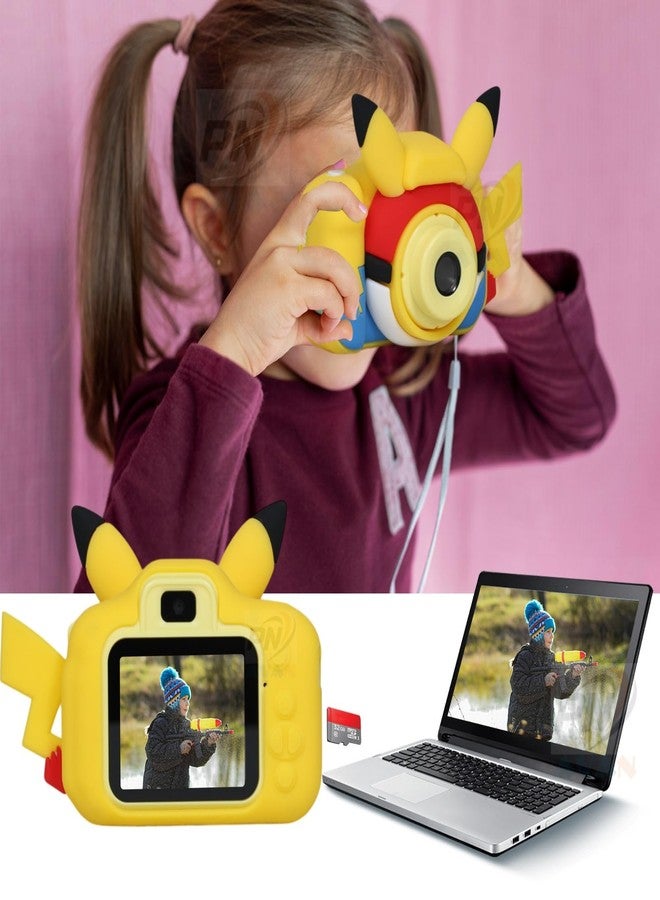PN AVAN Pikachuu Kids Digital Camera for Boys & Girls Age 3-10 Years with Selfie Camera, Video Recording, USB Rechargeable & Micro SD Card Support | Cute Cartoon Mini Camera Toy for Kids (Pikachu) - Image 2