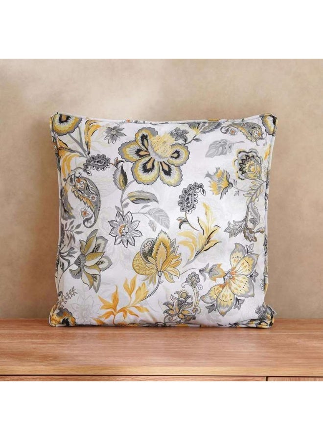 Pan Home وسادة خارجية مطبوعة من بوتانيكا 45x45 سم - رمادي/أصفر - Image 1