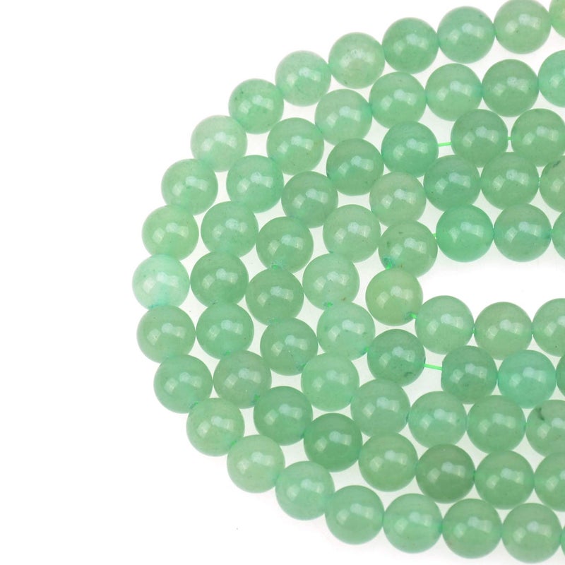 خرز LPBeads 100 قطعة 8 مم من حجر الأفينتورين الأخضر الطبيعي خرز دائري فضفاض لصنع المجوهرات مع حبل كريستالي مرن