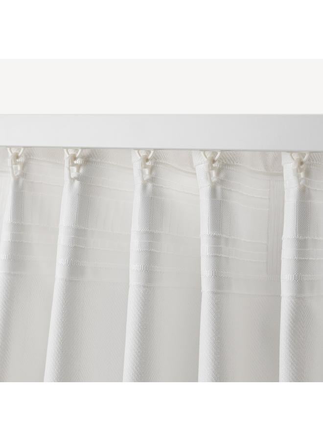 زبون ستائر، زوج واحد، مع شريط رأسي/أبيض، 145×300 سم - Image 3