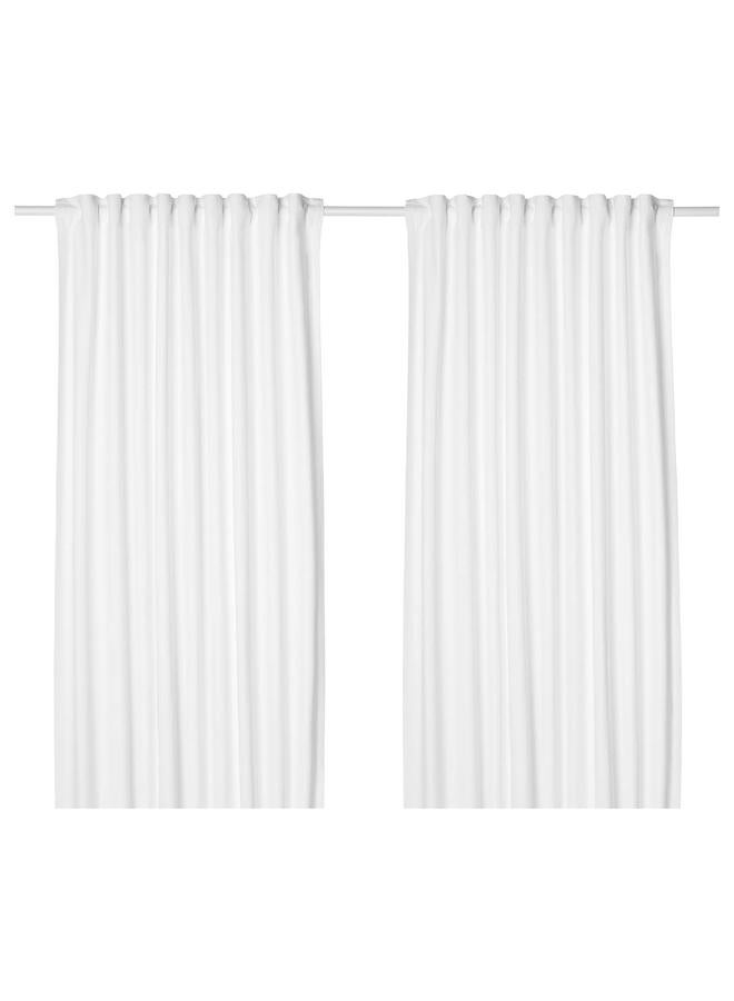 زبون ستائر، زوج واحد، مع شريط رأسي/أبيض، 145×300 سم - Image 1