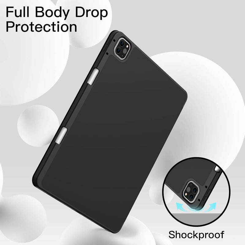 جي تيك حافظة لجهاز آيباد برو 12.9 بوصة موديل 2020/2018، الجيل الرابع/الثالث مع حامل أقلام، تدعم شحن القلم الثاني، غطاء رفيع للجهاز اللوحي مع ظهر ناعم من البولي يوريثان الحراري، خاصية الإيقاظ/السكون التلقائي، لون أسود - Image 4