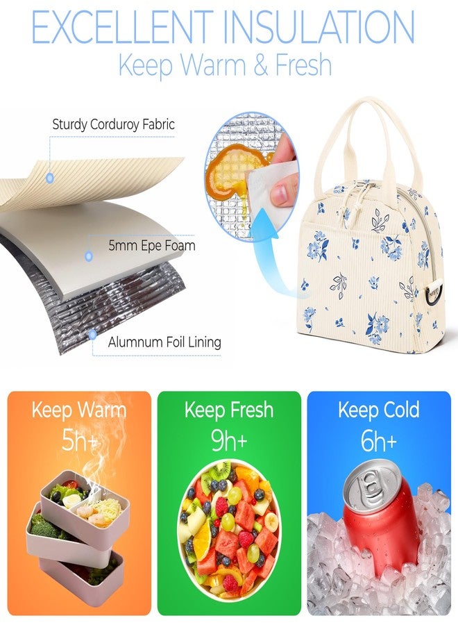 WOBAGMEN Lunch Bag for Women,Insulated Large Lunch Box,Reusable leakproof Lunch Totebag for Adult Work Office Picnic (blue flora) - Image 3