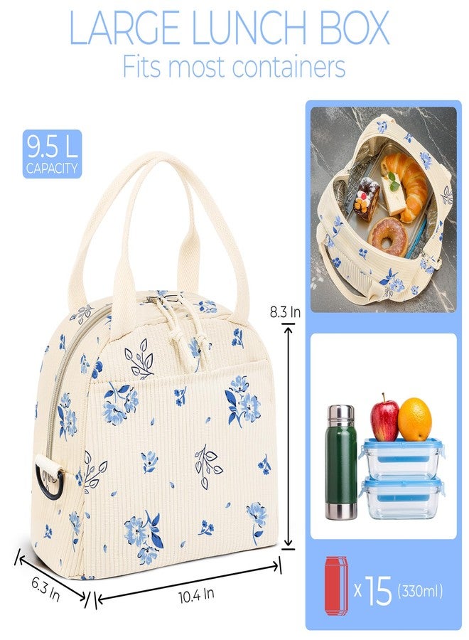 WOBAGMEN Lunch Bag for Women,Insulated Large Lunch Box,Reusable leakproof Lunch Totebag for Adult Work Office Picnic (blue flora) - Image 2