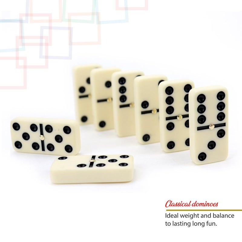 ERLLE - Premium Double 6 Dominoes Set, Classic Domino Game with Vinyl Case, Tiles for Adults & Kids, Mexican Train & Family Game Night - Image 3