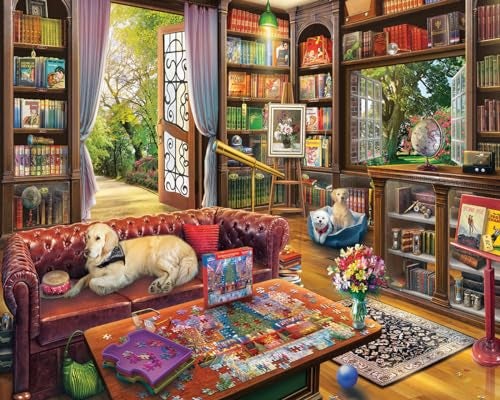 White Mountain 1000 Piece Jigsaw Puzzle Cozy Book Lover Puzzles with Large Pieces for Adults and Family 24x30  Puzzle Library - Image 1