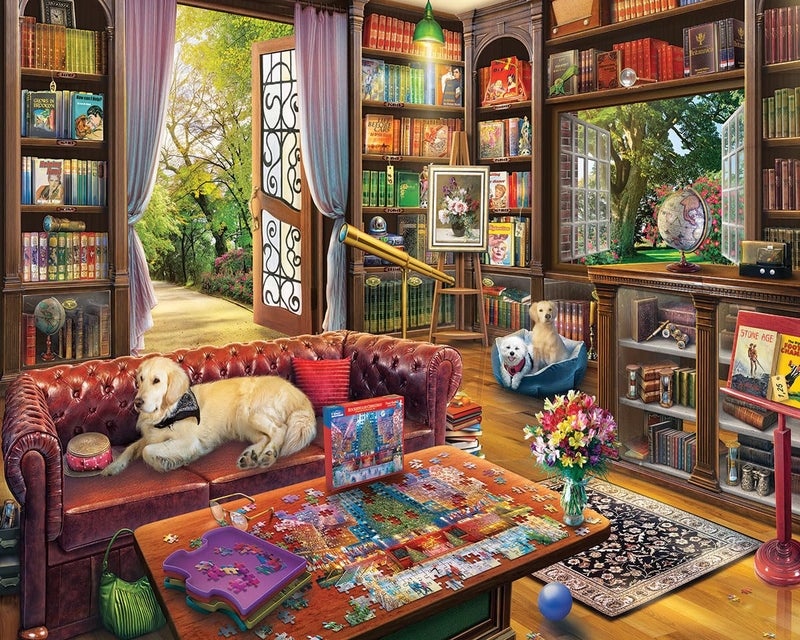 White Mountain 1000 Piece Jigsaw Puzzle Cozy Book Lover Puzzles with Large Pieces for Adults and Family 24x30  Puzzle Library - Image 2