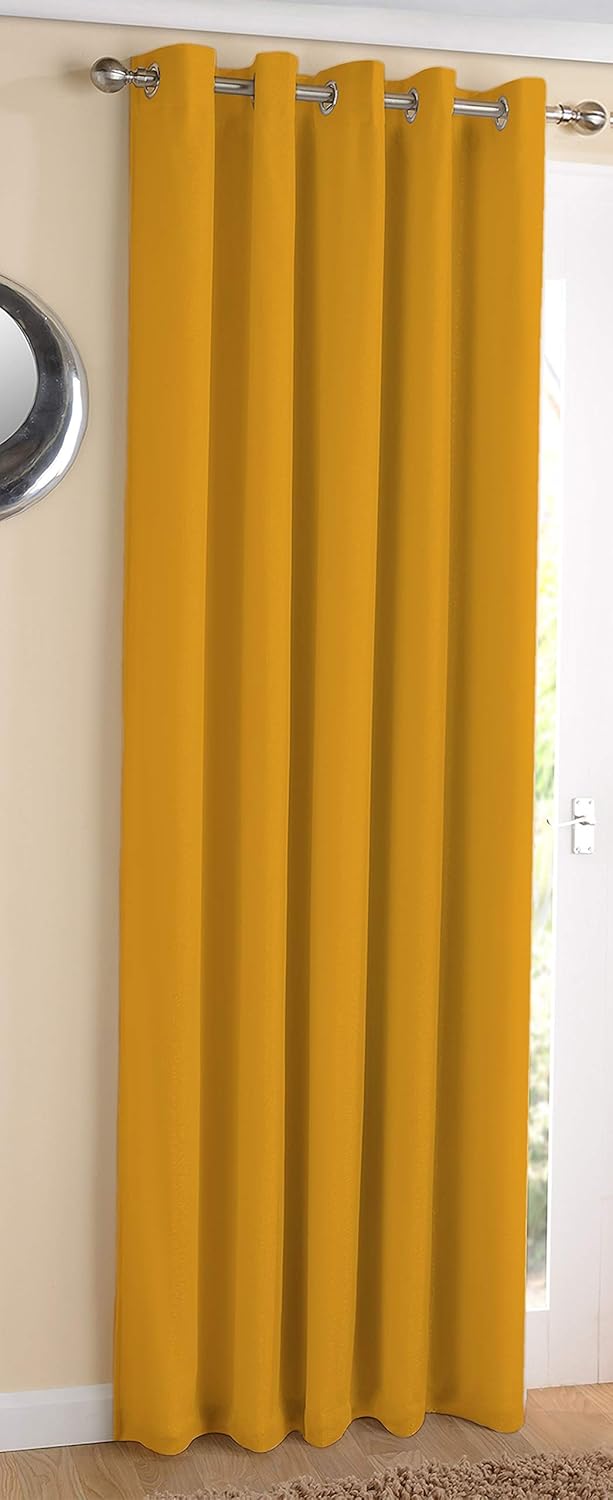 AIRWILL Cotton Plain Yellow Designed Blackout and Room Darkening 5ft Window Curtains Pack of 1 pc Solid Yellow - Image 1