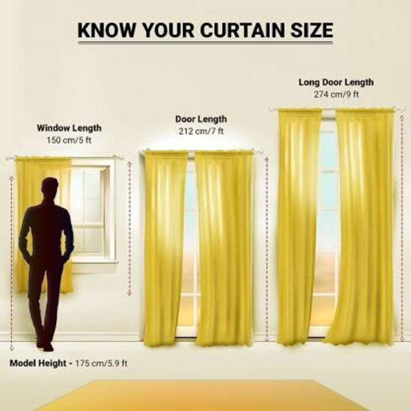 AIRWILL Cotton Plain Yellow Designed Blackout and Room Darkening 5ft Window Curtains Pack of 1 pc Solid Yellow - Image 3