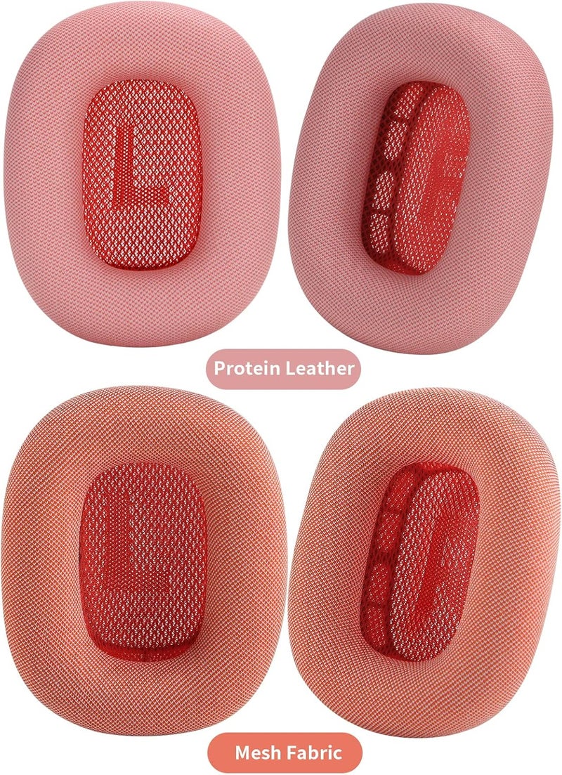 EARROCK Ear Cushions for AirPods Max Replacement Ear Pads with Sweat Proof Protein Leather, Silica Gel, Memory Foam and Magnet Workout Red Pink - Image 3