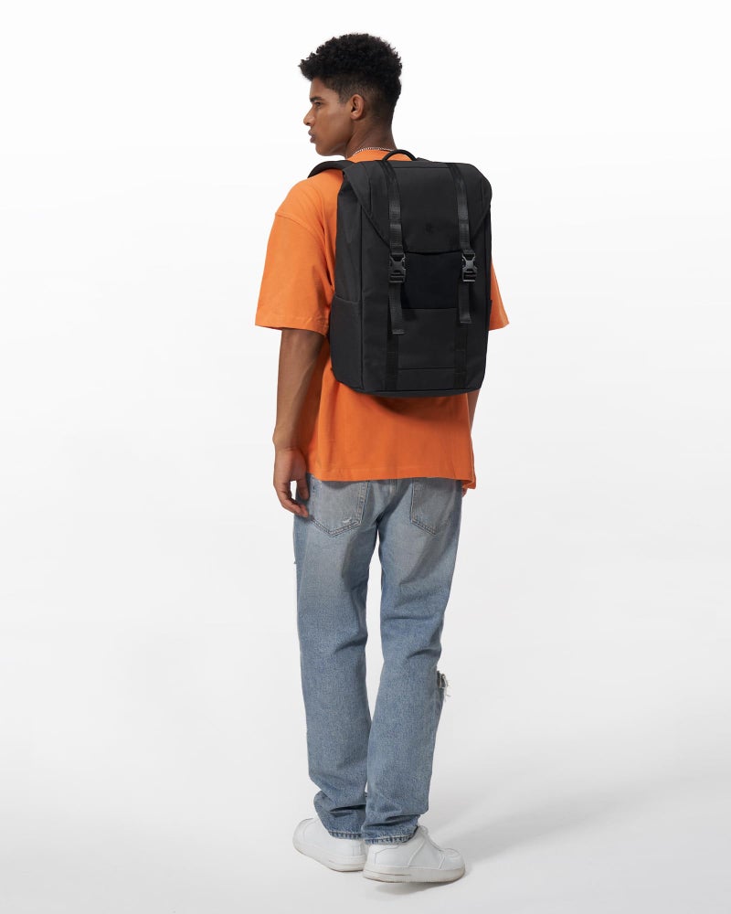 tomtoc Flap Laptop Backpack, Lightweight, Water-Resistant Casual Daypack, Durable Work-pack, Vintage Classic Rucksack for 13-16 Inch MacBook, perfect for Campus, Street, Large Capacity, 22L, Dark - Image 2