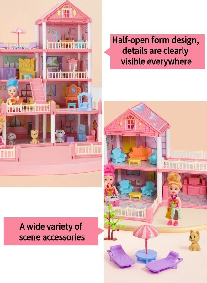 Vixplorn young girls games/Dollhouses Play house DIY toys, fantasy princess simulation castle, DIY dollhouse, 4 layers 14 rooms, 267pcs send dazzling colorful light strings 2, children's play house toys, girls princess simulation castle toys, suitable for children's gifts, gift gifts, suitable for children over 3 + years old - Image 4