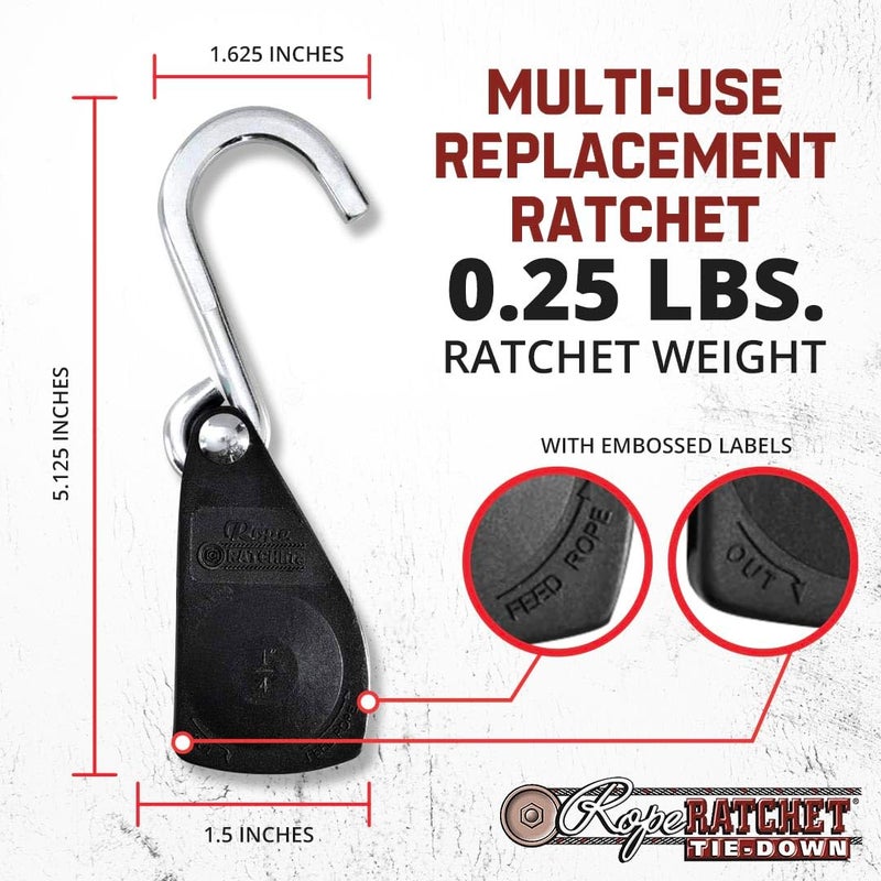 Rope Ratchet رافعة حبل 1/4" لتعليق الحبال، آلية قفل ثقيلة، مشد للستائر الشمسية، الأراجيح، تثبيت المظلات، رفع الحدائق، استخدام خارجي، سعة 150 رطل - لا يشمل الحبل - Image 4