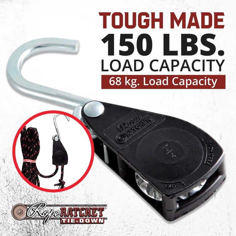 Rope Ratchet رافعة حبل 1/4" لتعليق الحبال، آلية قفل ثقيلة، مشد للستائر الشمسية، الأراجيح، تثبيت المظلات، رفع الحدائق، استخدام خارجي، سعة 150 رطل - لا يشمل الحبل - Image 2