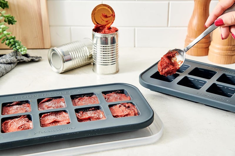 Souper Cubes 2 Tbsp Silicone Freezer Molds  Perfect for Storing Garlic Herbs Ginger Pesto Tomato Paste Lemon Juice Purees and More  Silicone Baby Food Freezer Tray  Charcoal  2Pack - Image 2